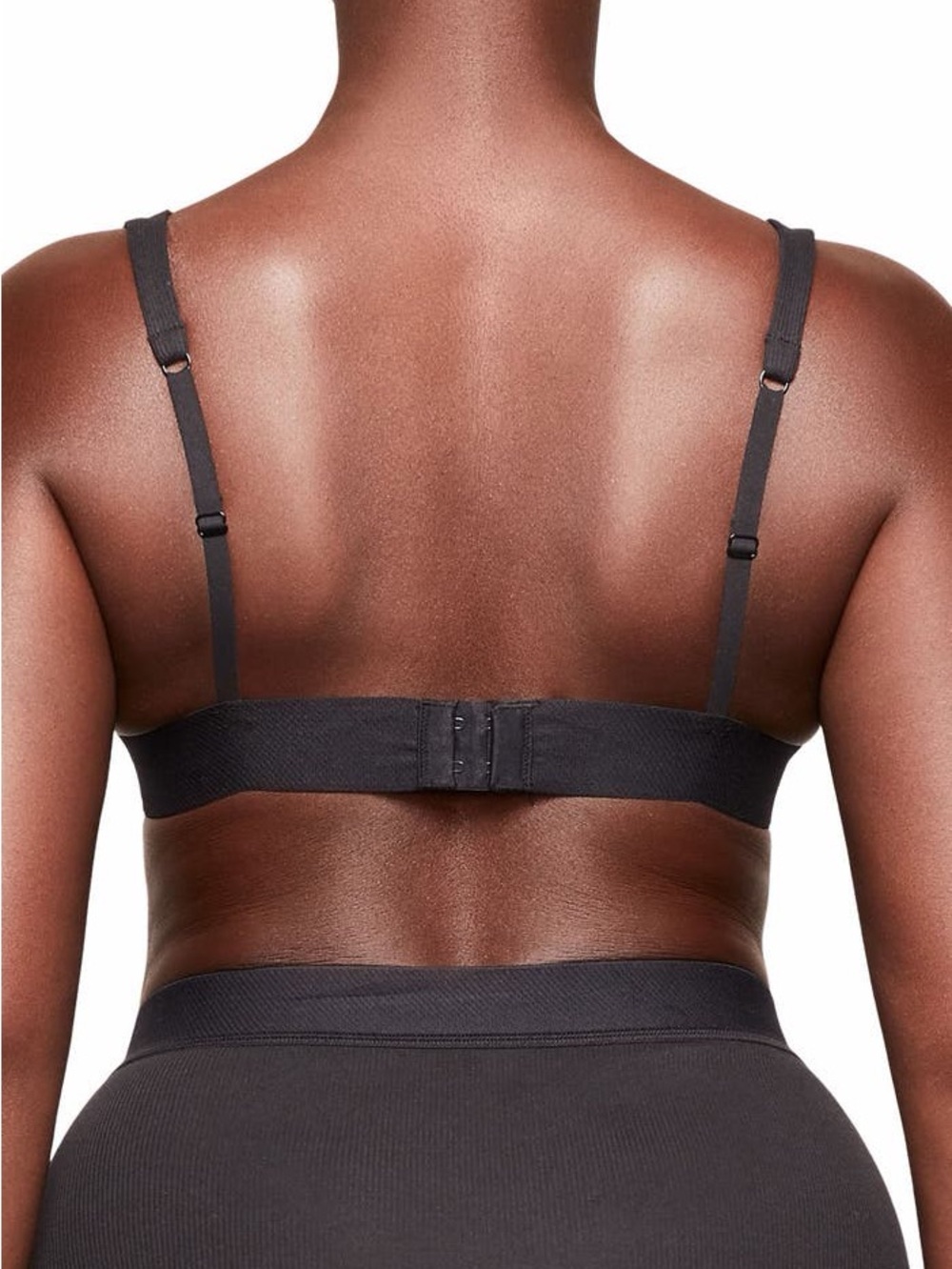 SKIMS Stretch Cotton Rib Plunge Bralette in Black, SZ S - Picture 3 of 9